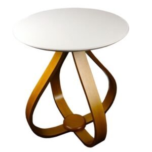 Mesa de Canto Gota Off White com Vidro
