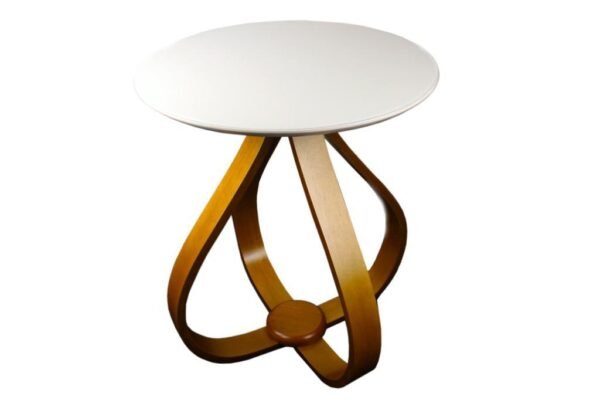 Mesa de Canto Gota Off White com Vidro