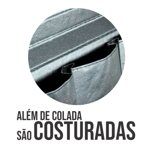 Bandeja Porta Copos e Porta Controles em Couro Ecológico Preto - Imagem 4